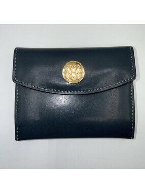 Vintage Bosca Full Grain Blue Leather Small Wallet/Card Holder Trifold